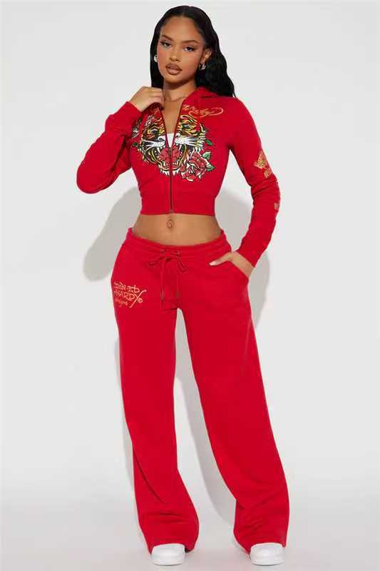 2025 European and American Women's Clothing Spring and Autumn Fashion Outdoor Casual Street Positioning Printing Sweatshirt and Sweatpants Suit