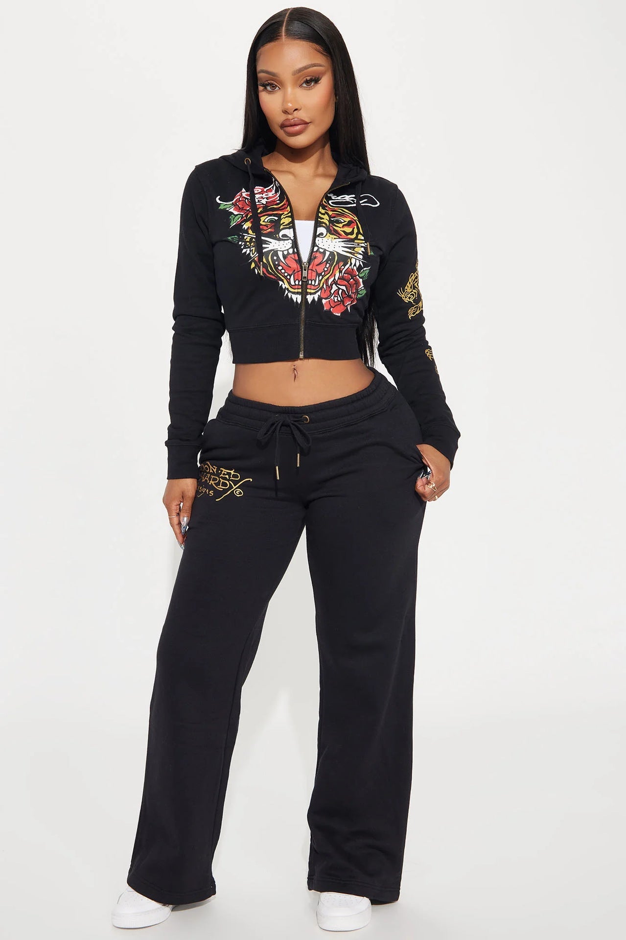 2025 European and American Women's Clothing Spring and Autumn Fashion Outdoor Casual Street Positioning Printing Sweatshirt and Sweatpants Suit