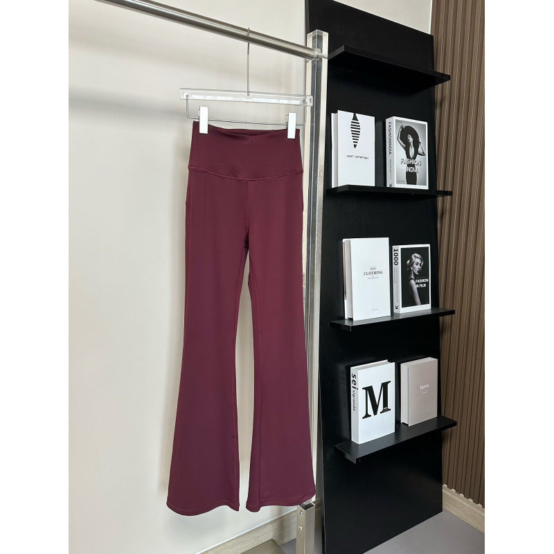 Lulu Bell-Bottom Pants Women's Yoga Pants Nude Feel Brushed Micro-Pull High Waist Slimming Casual Sports Trousers Outer Wear