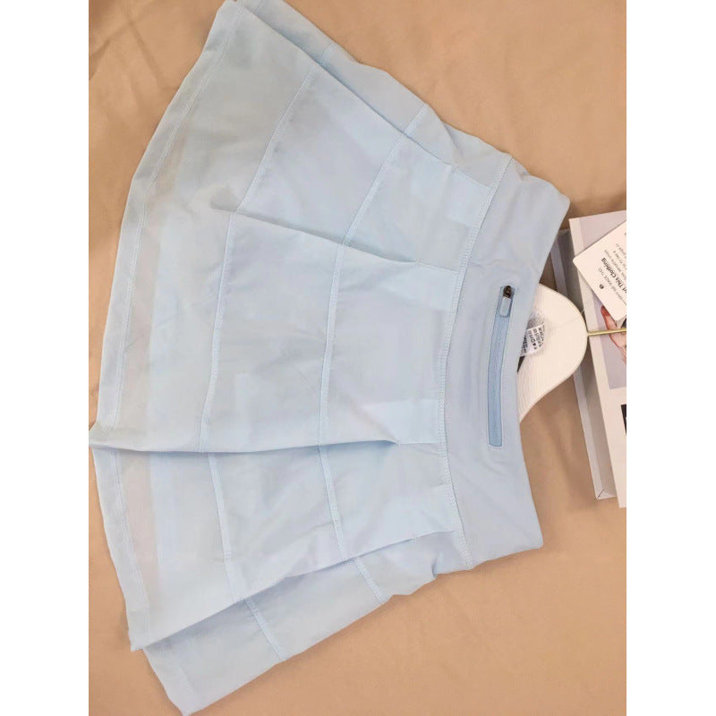 Lulu Same Style Pace Rival Three-Pleat Skirt Sports Tennis Skirt for Women Summer Anti-Exposure Lined Fitness Short Skirt