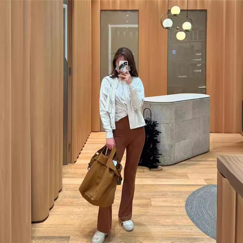 Lulu Bell-Bottom Pants Women's Yoga Pants Nude Feel Brushed Micro-Pull High Waist Slimming Casual Sports Trousers Outer Wear
