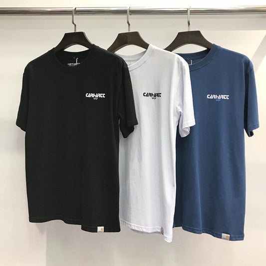 2025 Spring and Summer New Khaki Snow Mountain Printing Crew Neck Casual T-shirt European and American Fashion Men and Women Couple Handsome Short Sleeve