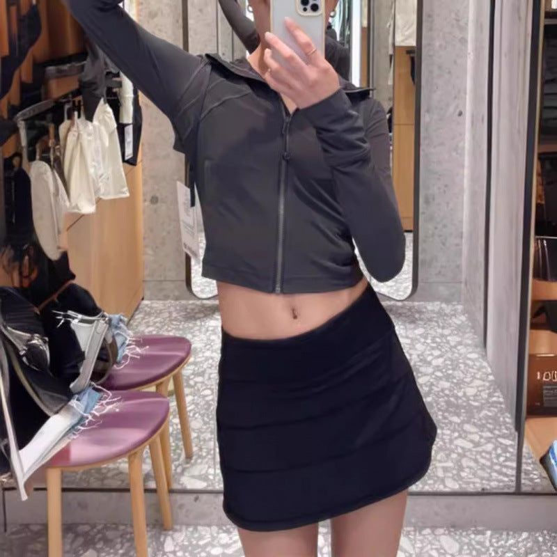 Lulu Same Style Pace Rival Three-Pleat Skirt Sports Tennis Skirt for Women Summer Anti-Exposure Lined Fitness Short Skirt