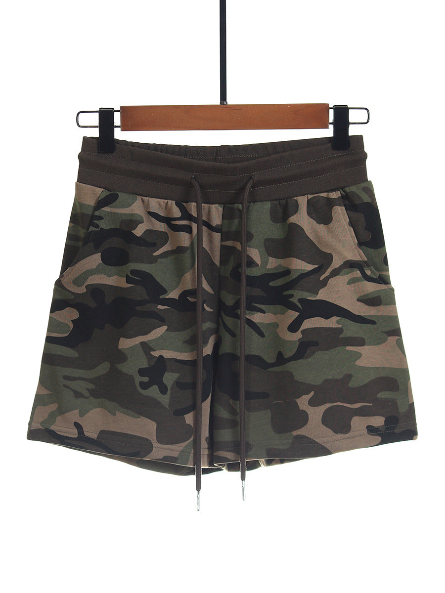 Women's letter graphic camo sports shorts