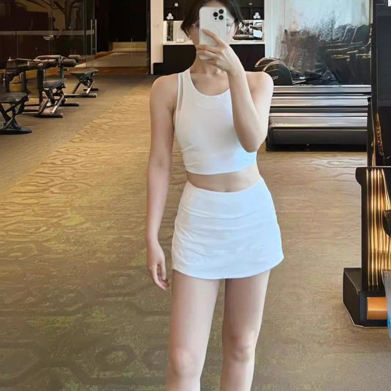 Lulu Same Style Pace Rival Three-Pleat Skirt Sports Tennis Skirt for Women Summer Anti-Exposure Lined Fitness Short Skirt