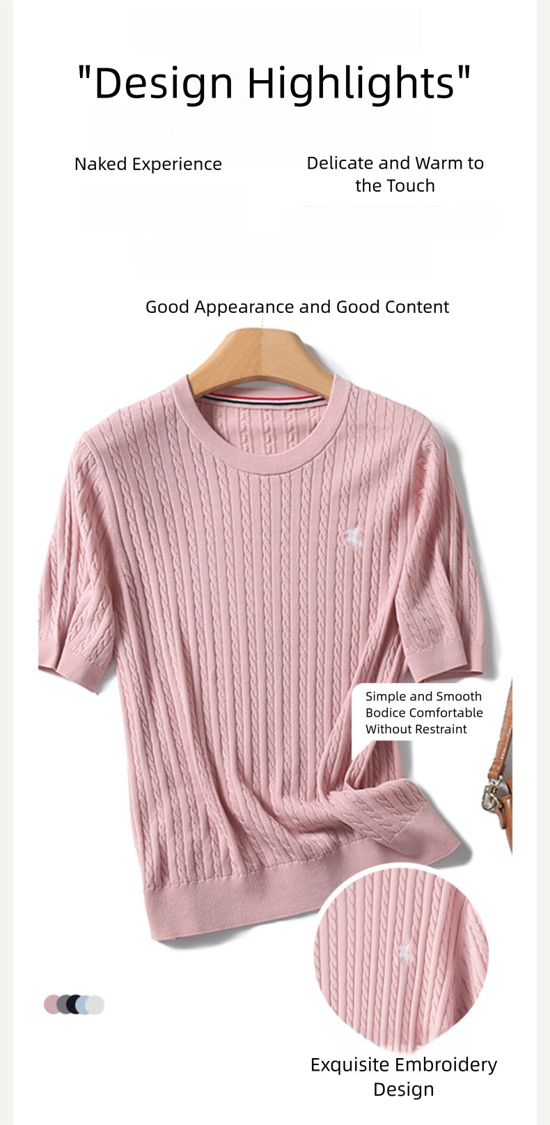 Miu Series Spring and Summer round Neck Embroidered Ruff Pony Fashion Simple Knitwear Female Tn2258 Fashion All-Matching
