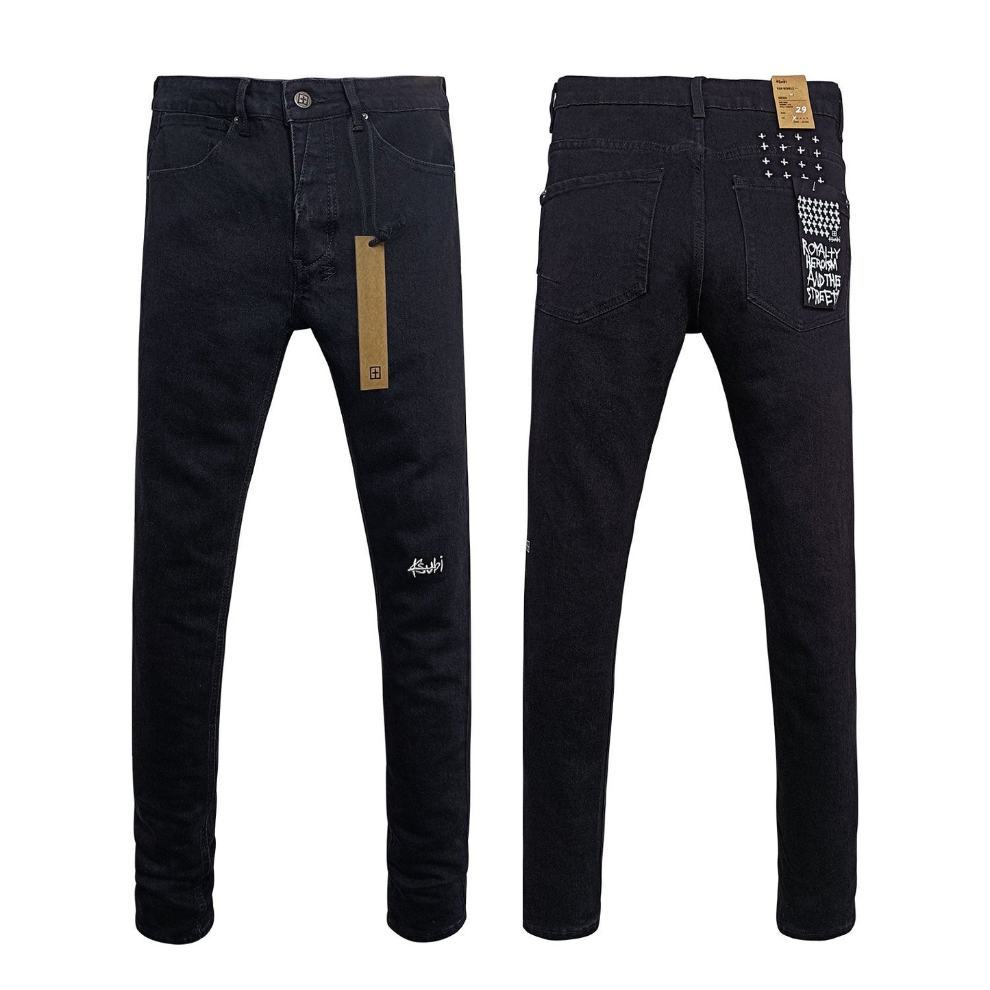 Men's KSB Jeans Straight Leg Ripped Stretch American High Street Casual Men's Jeans