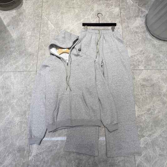 GMABCD A-L-O 25 Autumn Winter New Korean Style Casual Fashion Thin Fleece Set Full Zipper Hooded Sweatshirt + Sweatpants