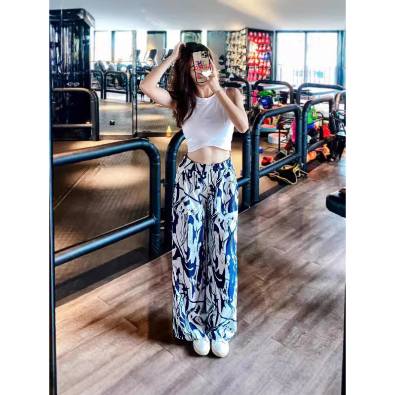 Lulu Style Swift Wide-Leg Pants for Women Summer Thin Loose Sports Straight Pants Breathable Draped Casual Pants