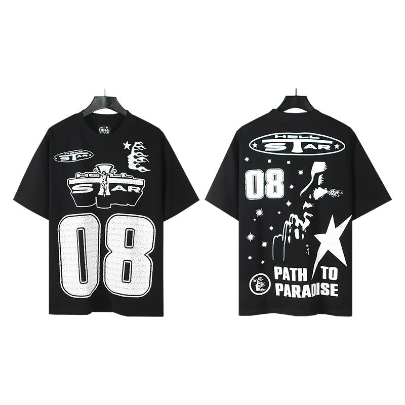 [3]2025 Summer New American Fashion Brand Male and Female Couples Wear plus Size Loose Pullover Short Sleeve T-shirt Youth Tee
