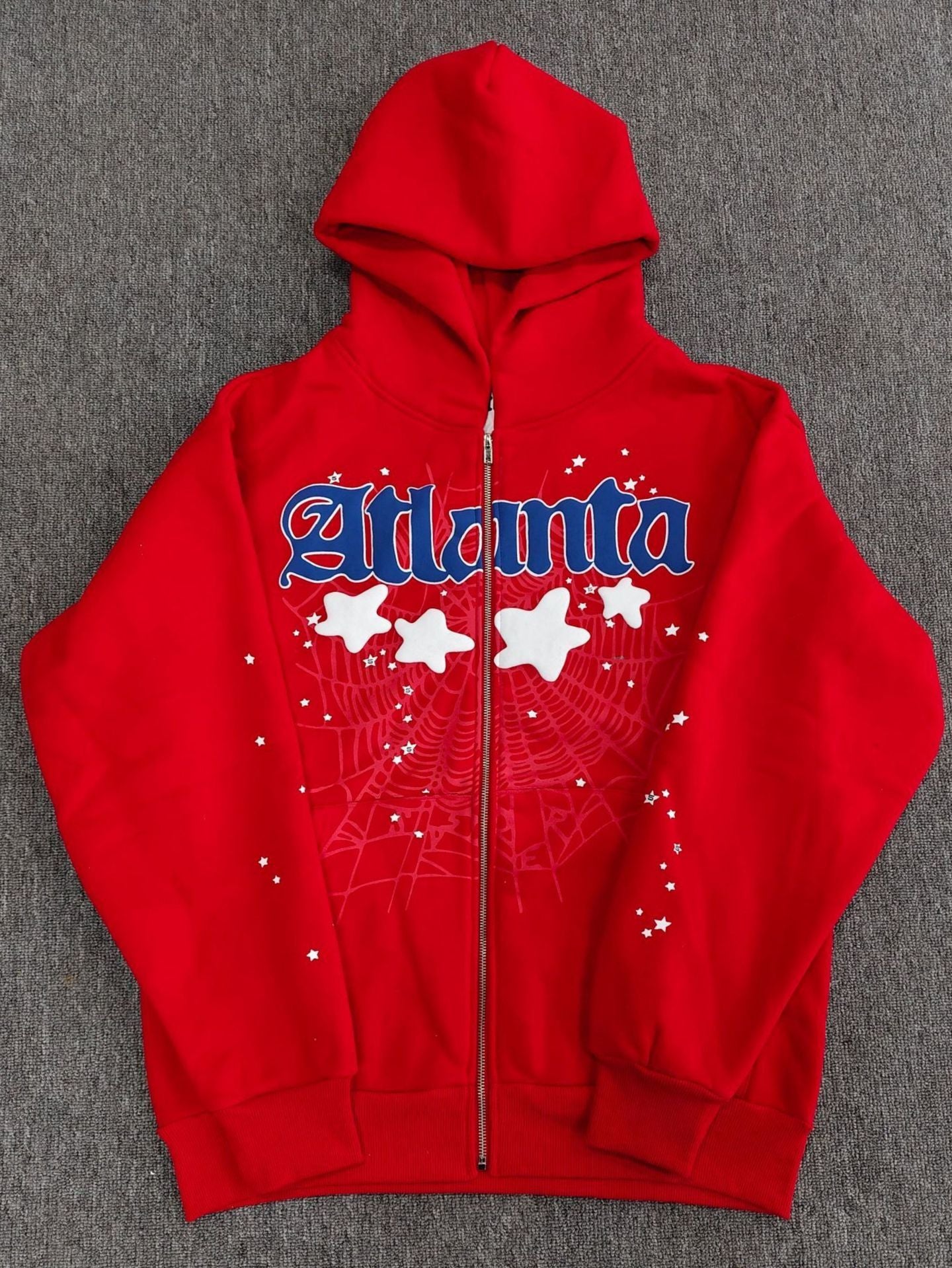 GMSp5der sweatshirt Spider Web Star Print loose Hoodie Zipper Coat Men[High Quality]