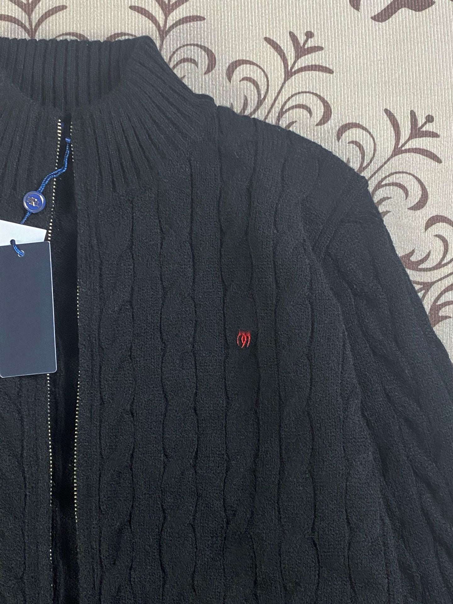 RL Raff Pony Label Autumn Winter Warm Cable Knit Zipper Sweater Cardigan Women Embroidered Cable Cardigan Men