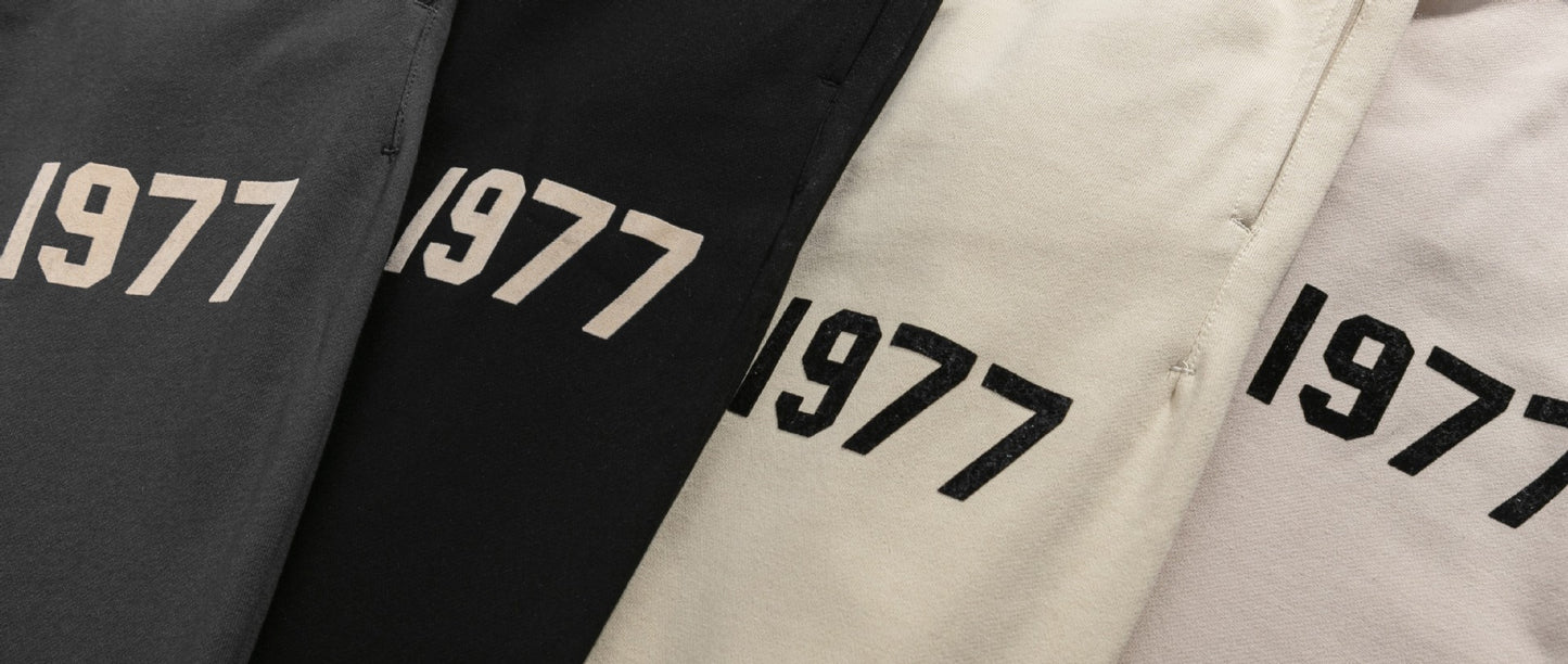 2025 New FFOG 1977 Flocked Print Digital High Street European and American Style Sweatshirt Loose Casual Pants Unisex Set