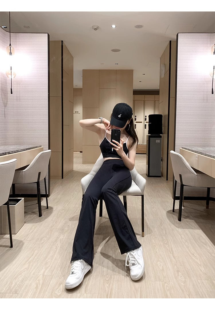 Lulu Bell-Bottom Pants Women's Yoga Pants Nude Feel Brushed Micro-Pull High Waist Slimming Casual Sports Trousers Outer Wear