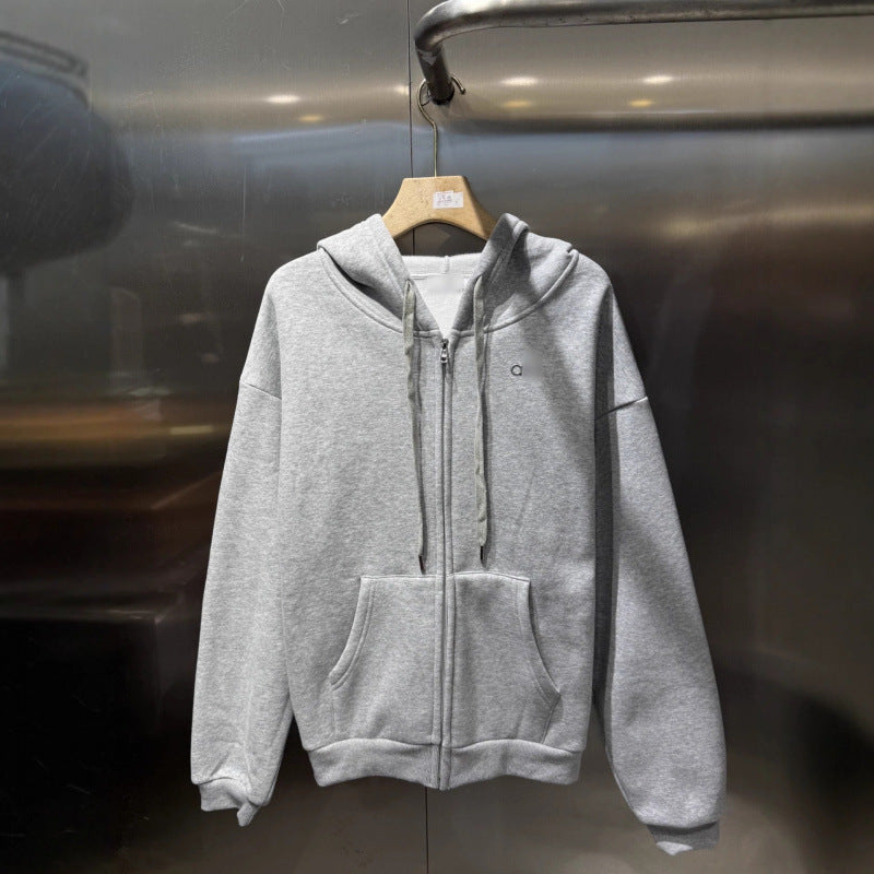 GMABCD A-L-O 25 Autumn Winter New Korean Style Casual Fashion Thin Fleece Set Full Zipper Hooded Sweatshirt + Sweatpants