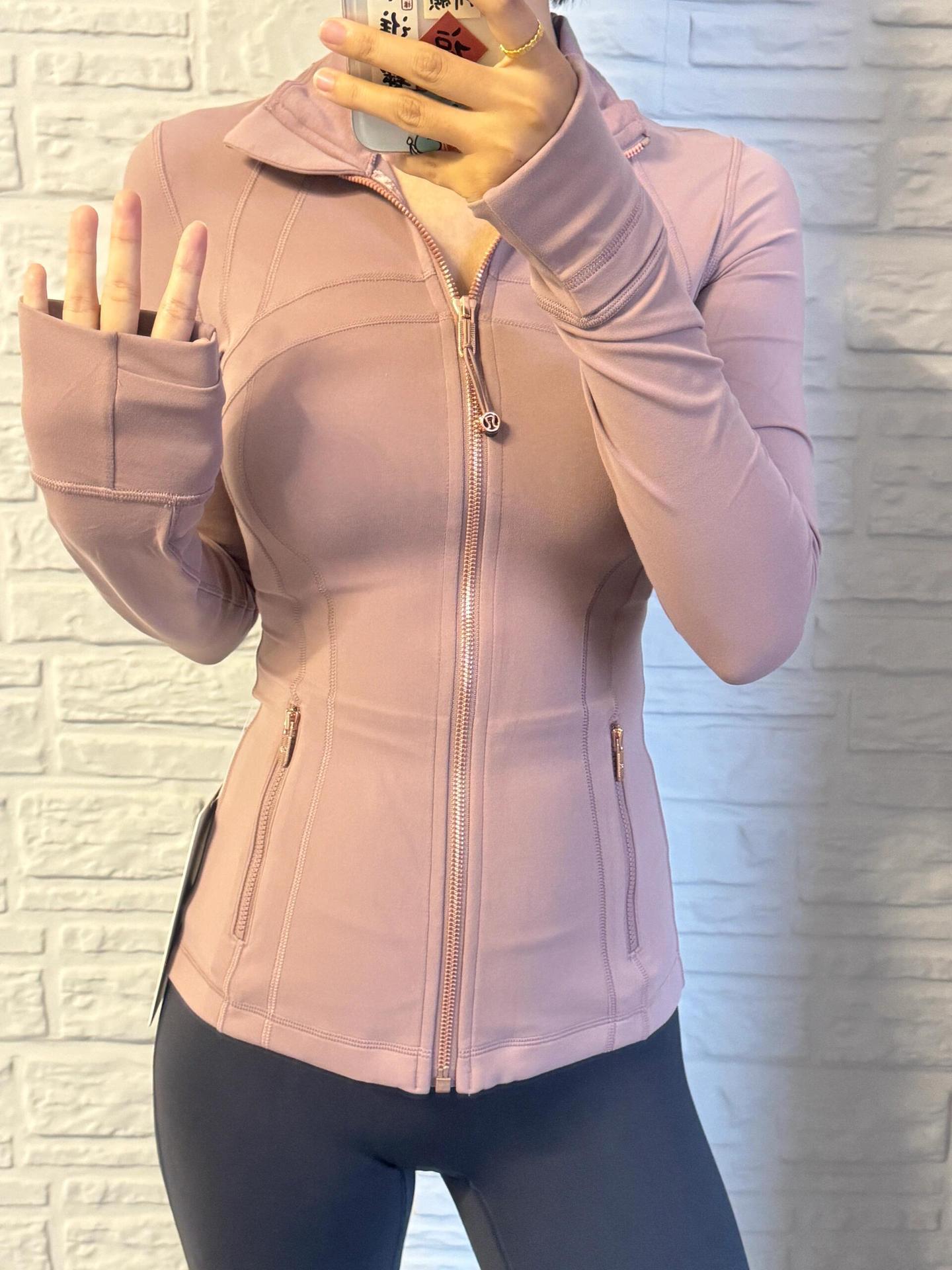 Lu-lu New Golden Edge Define Slim Sports Fitness Yoga Wear NuLu Twilight Rose Coat Top