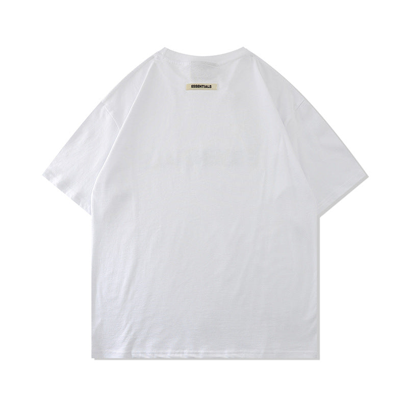 FAG2025 New Double Line Chest Silicone Letter GAD Trendy Loose High Street Short Sleeve T-Shirt for Men