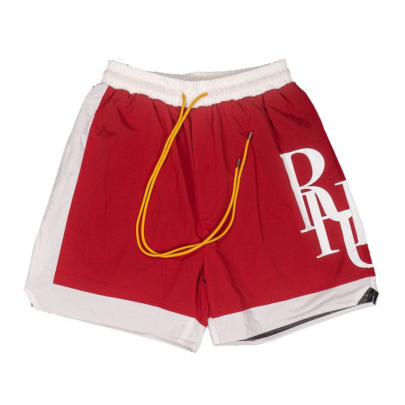 RHUDE Letters3M Reflective casual sports shorts for men and women, American high street beach pants