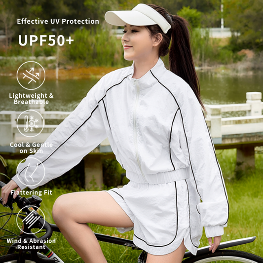 GMABCD Women's Stand-Collar Zip Jacket and Running Shorts - Set or Separates