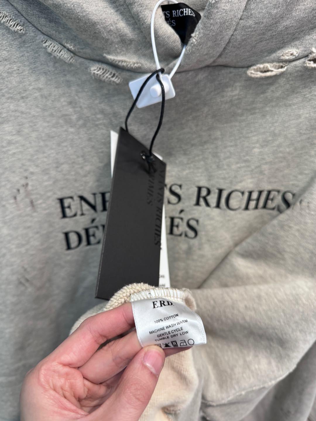 High-Quality ERD Melancholy Rich Second Generation Hooded Sweatshirt Washed Vintage Distressed Jacket Autumn Winter Zipper Coat