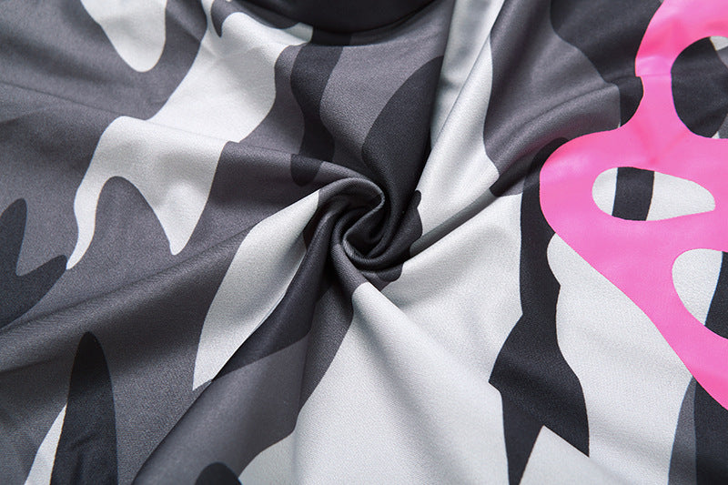 2025 Autumn Women's New Fashion Hooded Camouflage Print Long Sleeve Sports Trendy Slim Fit Long Pants Two-Piece Set