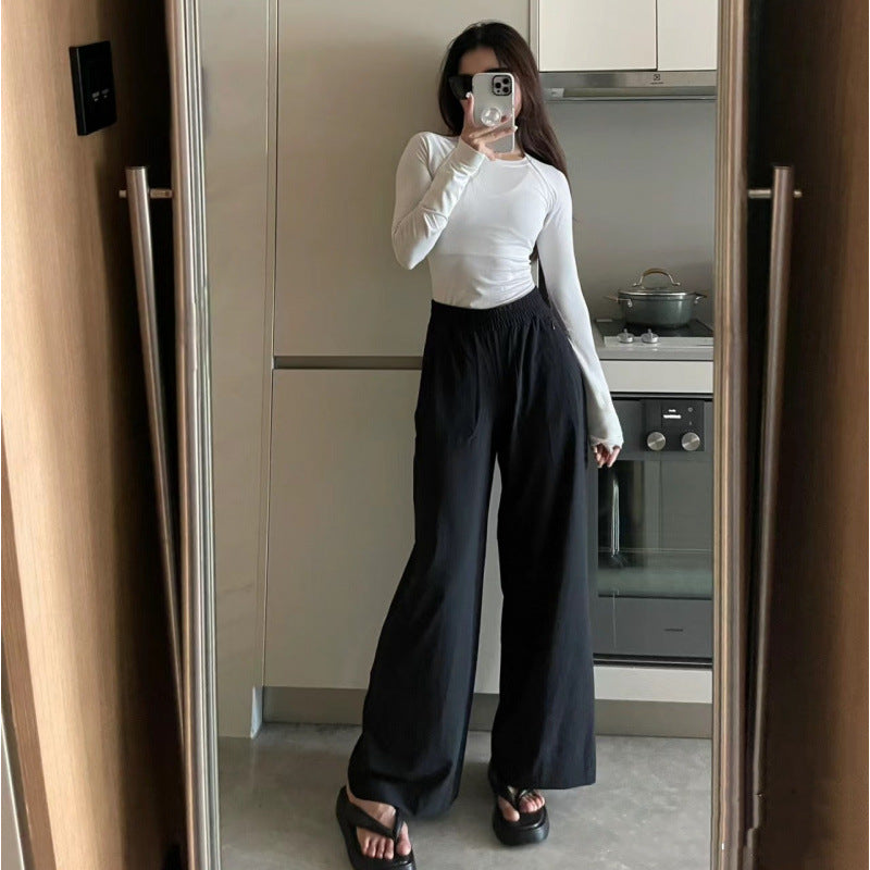 Lulu Style Swift Wide-Leg Pants for Women Summer Thin Loose Sports Straight Pants Breathable Draped Casual Pants