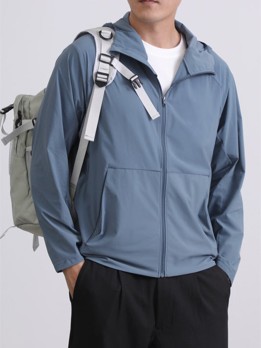 Pace Breaker Men's Summer Skin Jacket LU-LU Lightweight Men's Outdoor Sun Protection Hooded Windbreaker