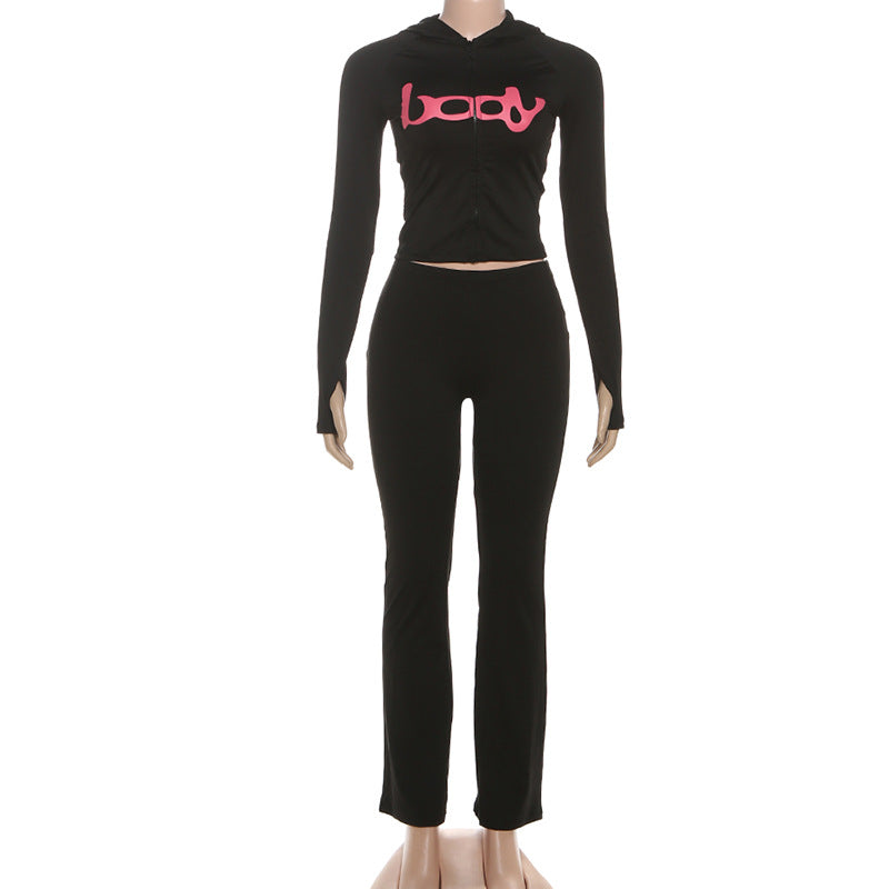 2025 Autumn Women's New Fashion Hooded Camouflage Print Long Sleeve Sports Trendy Slim Fit Long Pants Two-Piece Set