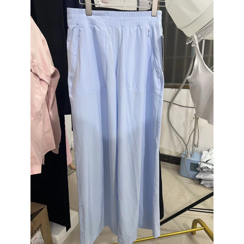 Lulu Style Swift Wide-Leg Pants for Women Summer Thin Loose Sports Straight Pants Breathable Draped Casual Pants