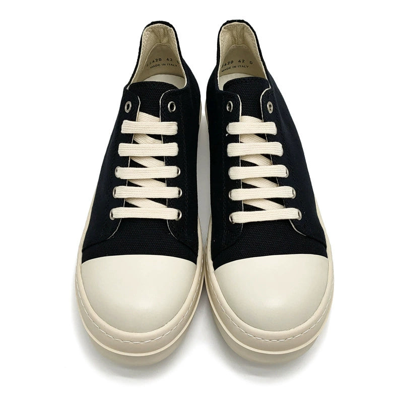 Black canvas low-top platform sneakers image 4