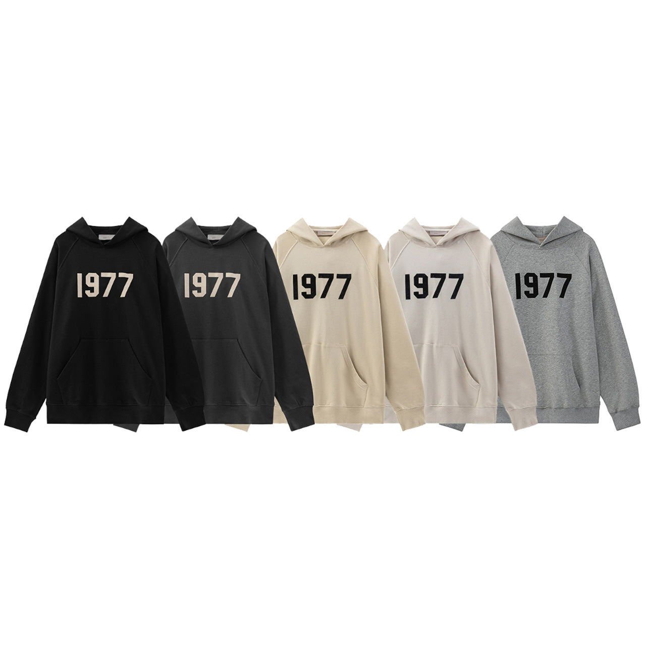 2025 New FFOG 1977 Flocked Print Digital High Street European and American Style Sweatshirt Loose Casual Pants Unisex Set