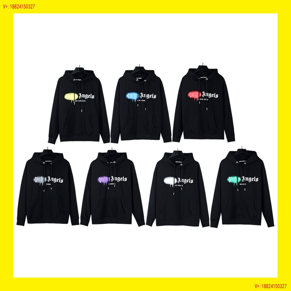 Gmabcd New Spray Paint Graffiti City Letter Logo Printing Terry High Street Couple Hooded Sweater