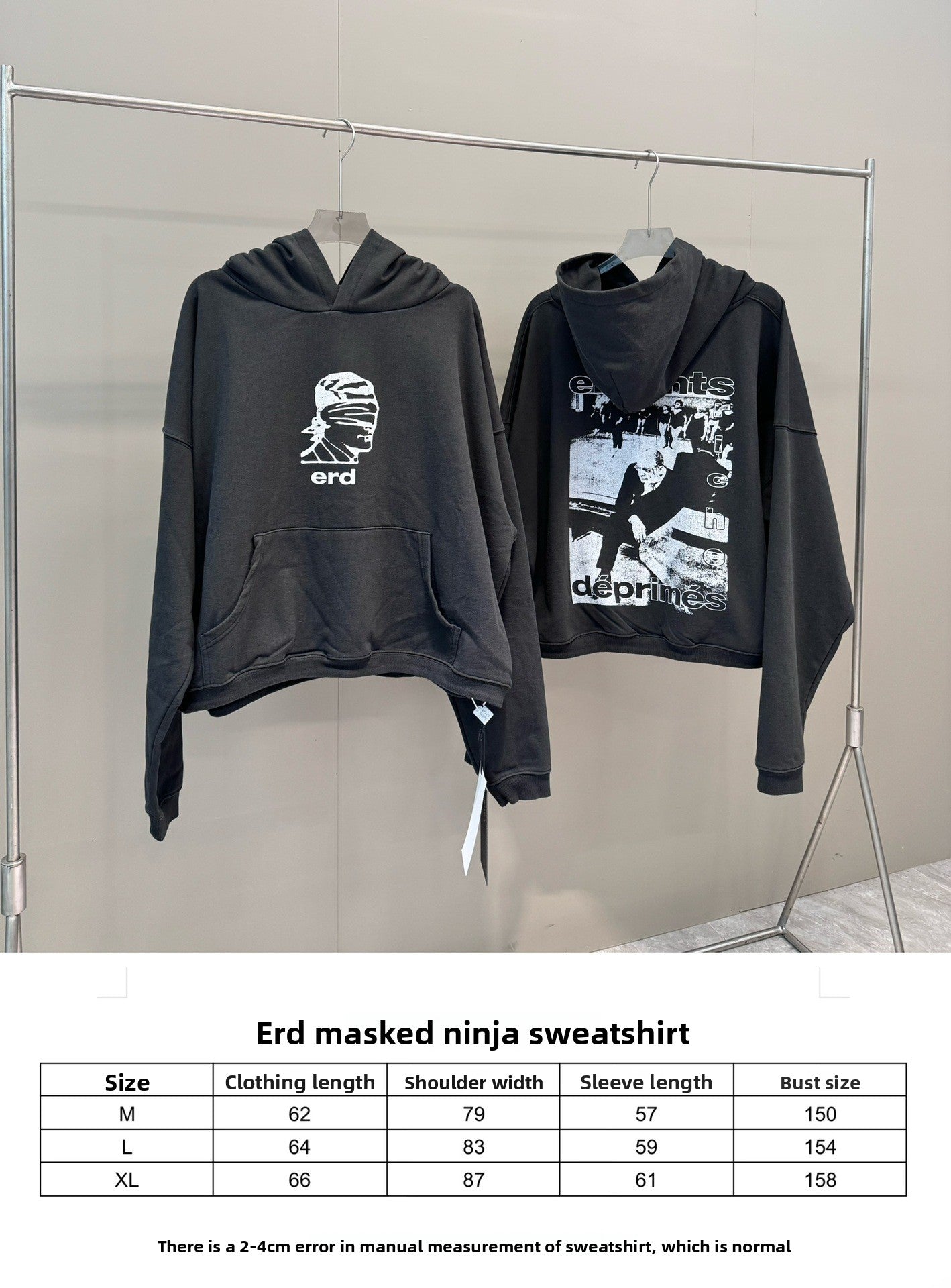 High-Quality ERD Melancholy Rich Second Generation Hooded Sweatshirt Washed Vintage Distressed Jacket Autumn Winter Zipper Coat