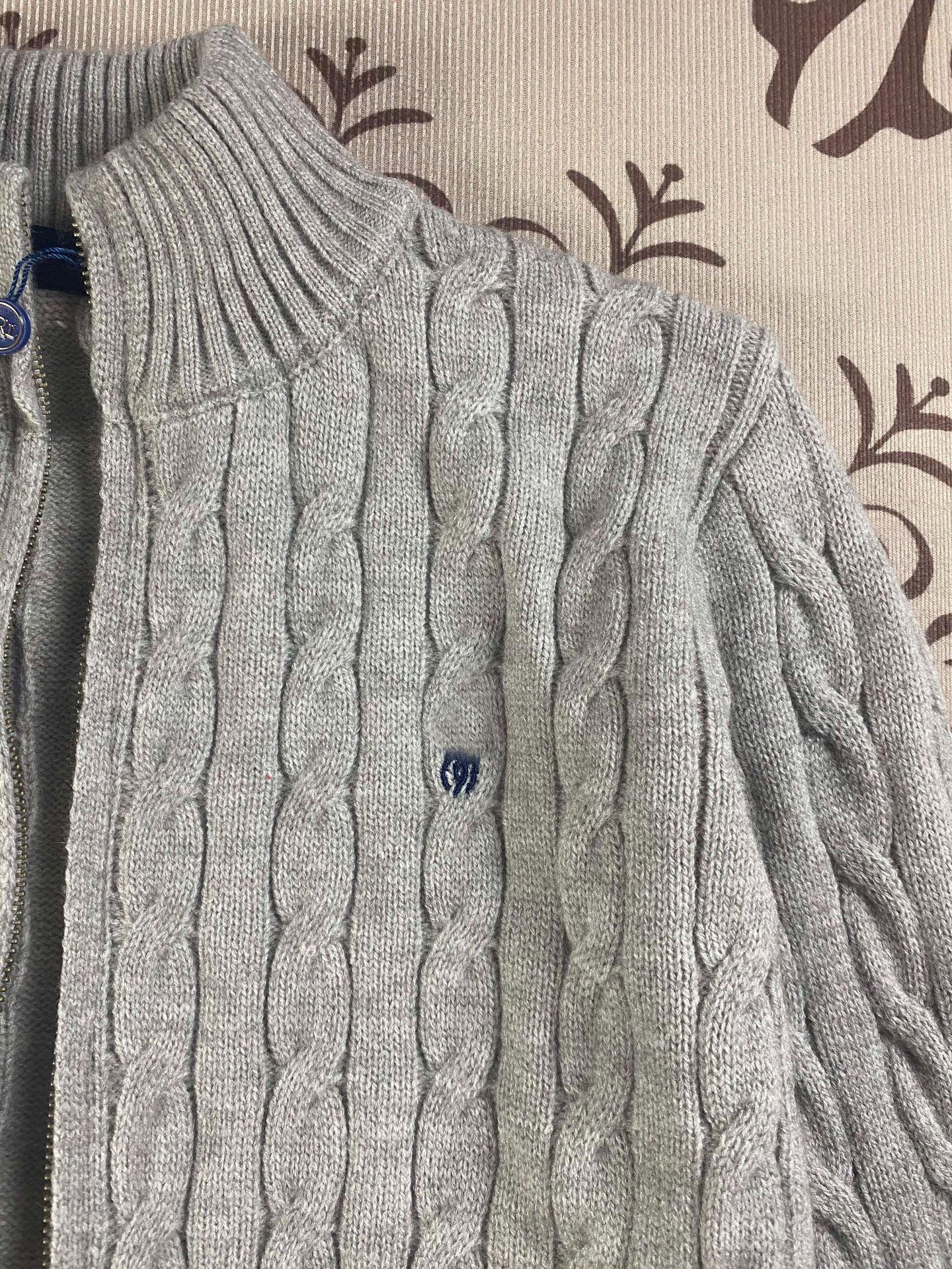 RL Raff Pony Label Autumn Winter Warm Cable Knit Zipper Sweater Cardigan Women Embroidered Cable Cardigan Men