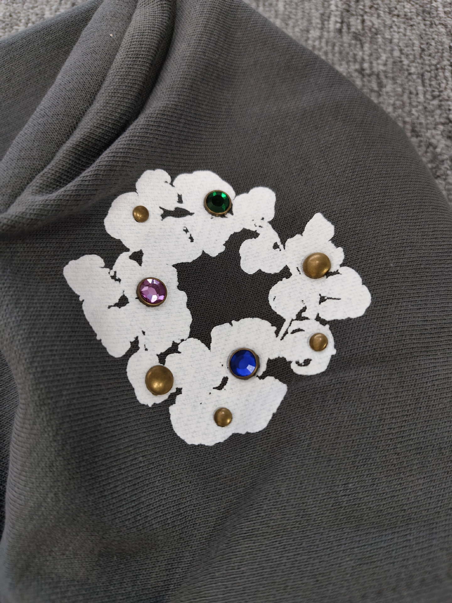 DENIM TEARS Gemstone Kapok Hoodie Trendy Brand Casual Zipper Jacket Hooded Sweatshirt