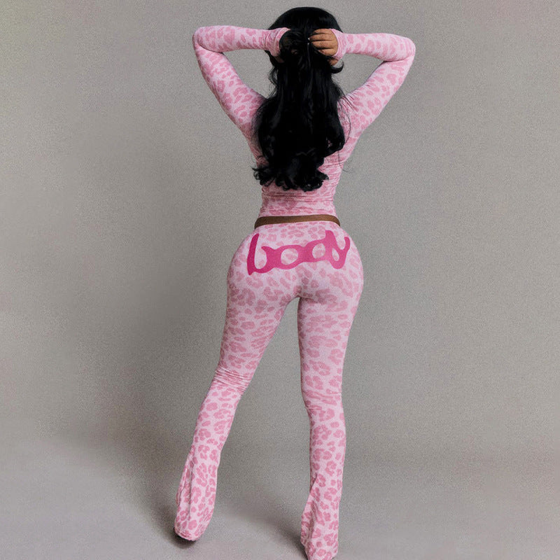 2025 Autumn Women's New Fashion Hooded Camouflage Print Long Sleeve Sports Trendy Slim Fit Long Pants Two-Piece Set