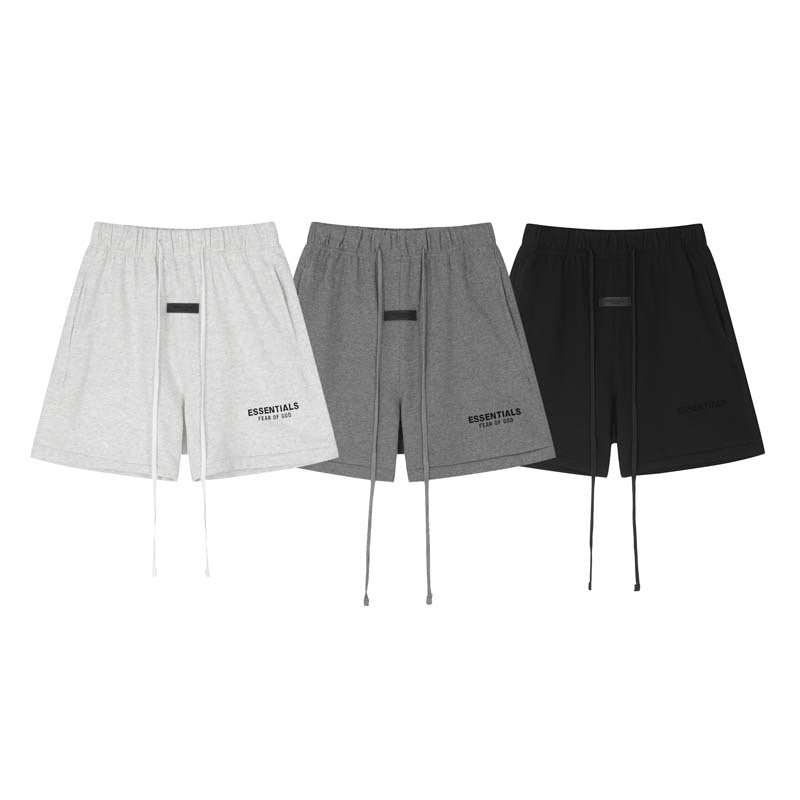 FAg Double Line Small Icon Letter Flocking Drawstring High Street Shorts Casual Pants Men