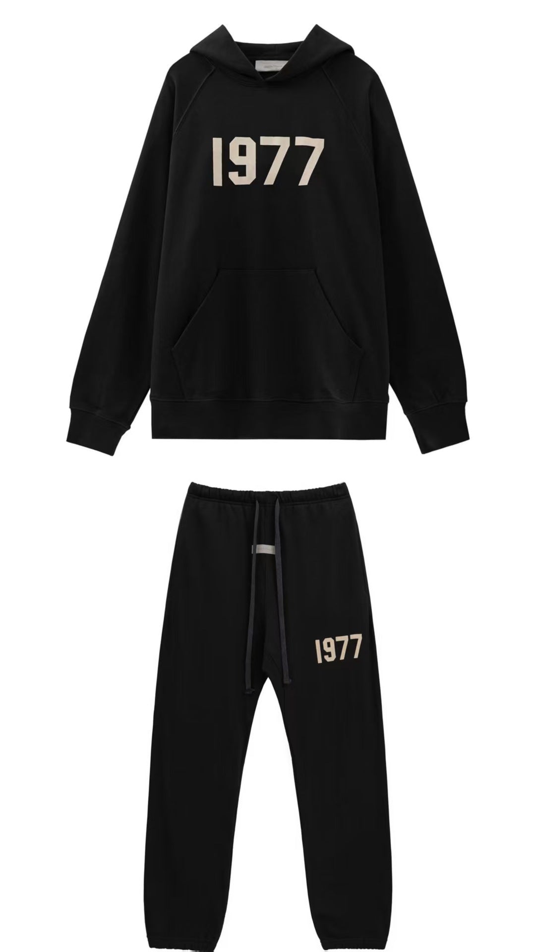 2025 New FFOG 1977 Flocked Print Digital High Street European and American Style Sweatshirt Loose Casual Pants Unisex Set