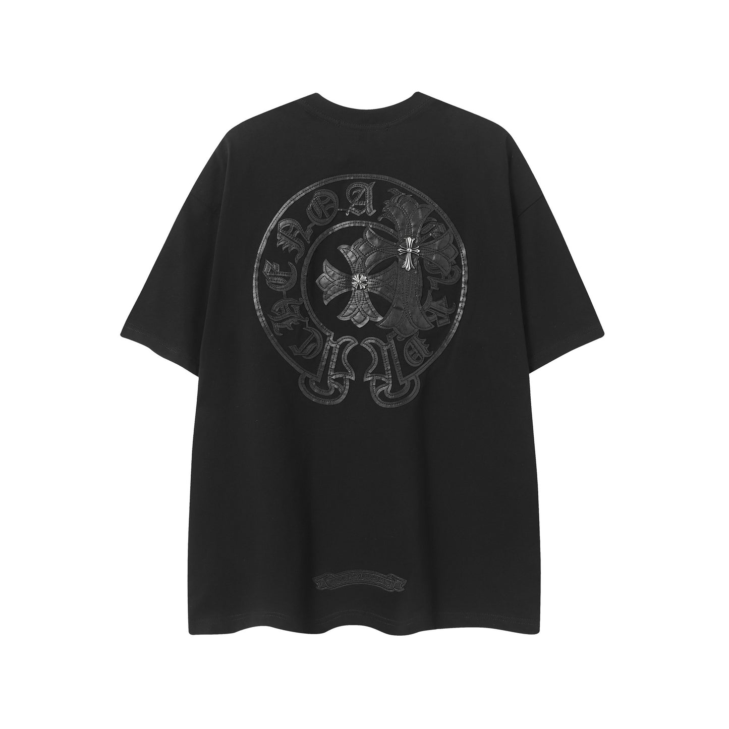2025 New CHRM Heart Cross Sanskrit Patch Print Embroidery Loose Short Sleeve for Men and Women