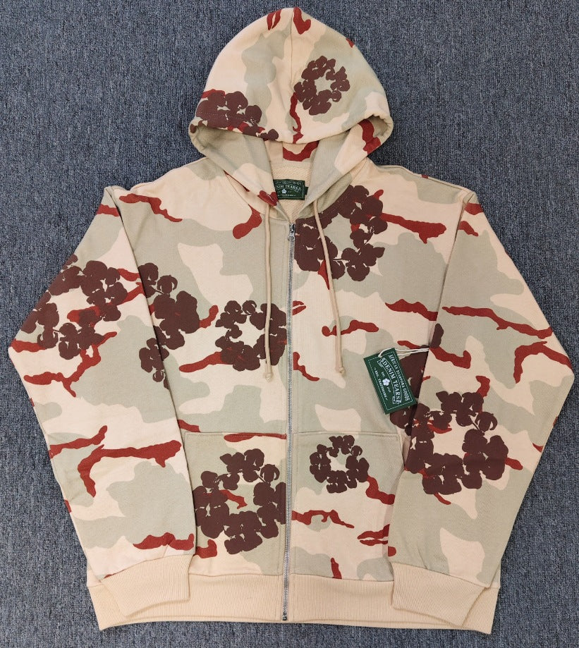 DENIM TEARS Gemstone Kapok Hoodie Trendy Brand Casual Zipper Jacket Hooded Sweatshirt