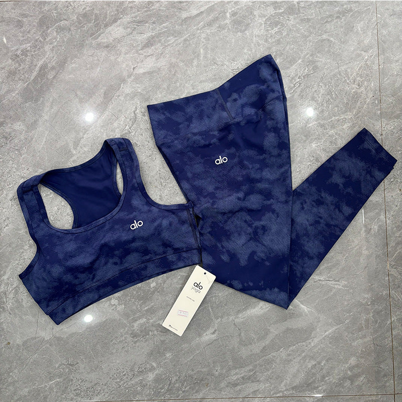 a-l-O  Sports Fitness Wear Women's Yoga Sports Bra Camisole Style Underwear Elastic Beauty Back Tight-Fitting Tie-Dye Top