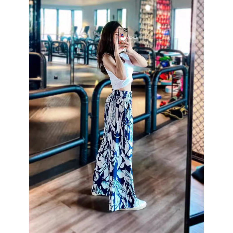 Lulu Style Swift Wide-Leg Pants for Women Summer Thin Loose Sports Straight Pants Breathable Draped Casual Pants
