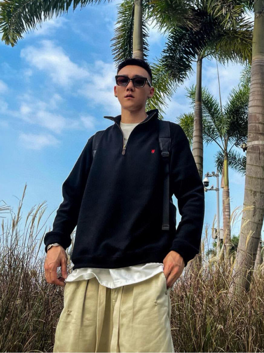 RL Ralph Pony Label Retro Couple Sweatshirt Women Long Sleeve Sweatshirt Men Polo Half Zipper Turn-down Collar Loose American Style