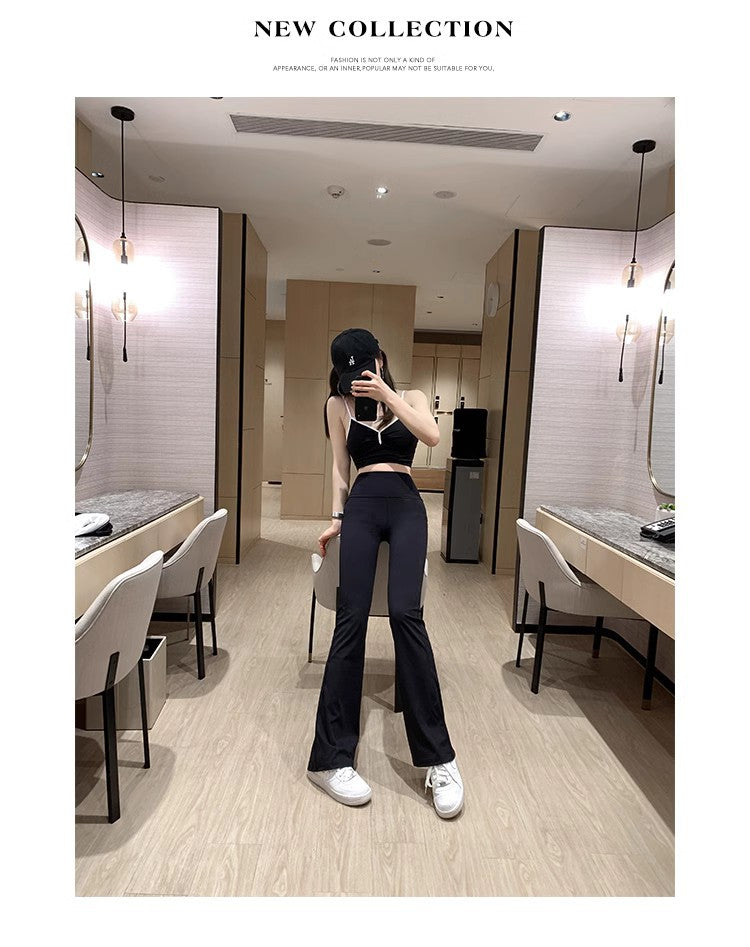 Lulu Bell-Bottom Pants Women's Yoga Pants Nude Feel Brushed Micro-Pull High Waist Slimming Casual Sports Trousers Outer Wear