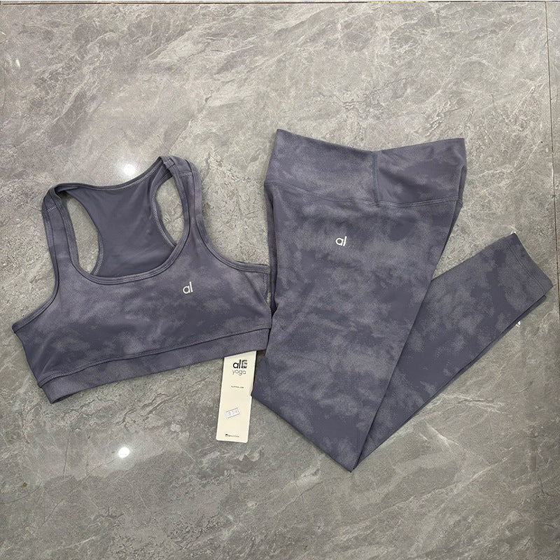 a-l-O  Sports Fitness Wear Women's Yoga Sports Bra Camisole Style Underwear Elastic Beauty Back Tight-Fitting Tie-Dye Top