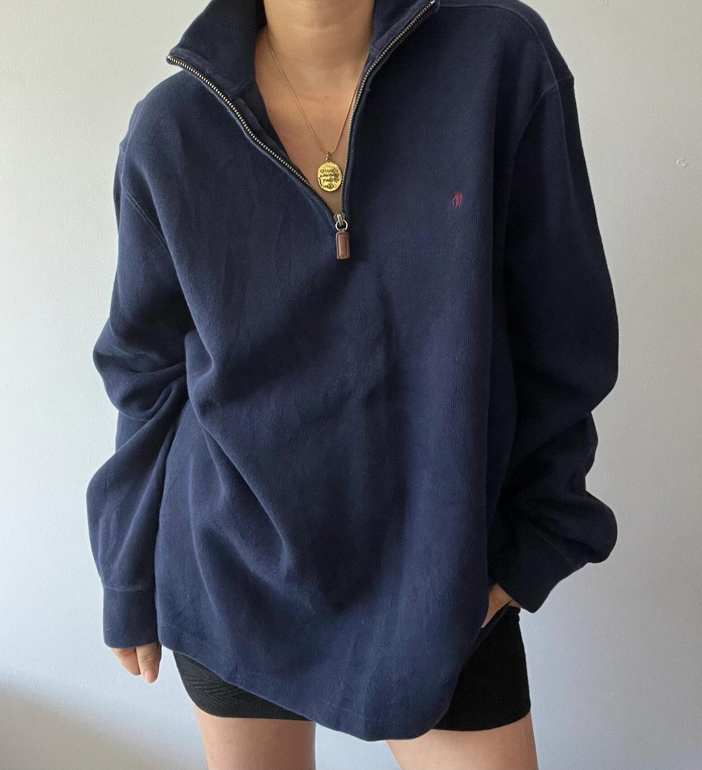 RL Ralph Pony Label Retro Couple Sweatshirt Women Long Sleeve Sweatshirt Men Polo Half Zipper Turn-down Collar Loose American Style