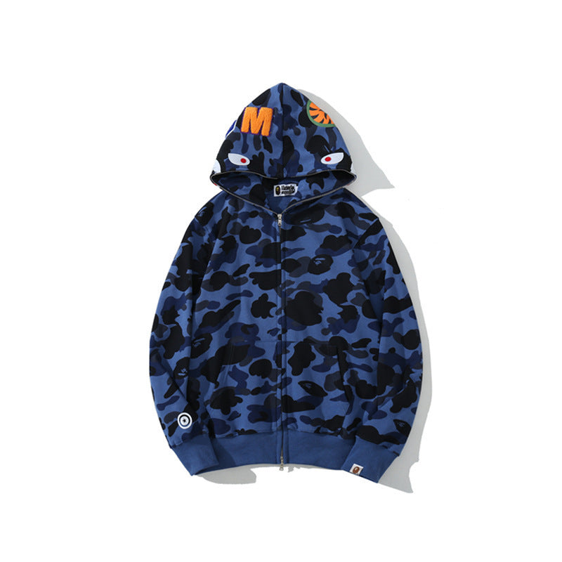 Baby Apee Shark Camouflage Hooded Cardigan Zipper Fashion Brand Comfortable Men's Women's Pullover Coat