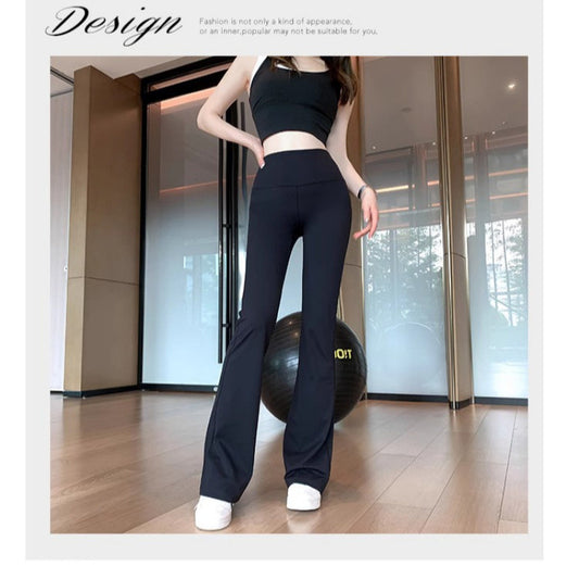 Lulu Bell-Bottom Pants Women's Yoga Pants Nude Feel Brushed Micro-Pull High Waist Slimming Casual Sports Trousers Outer Wear