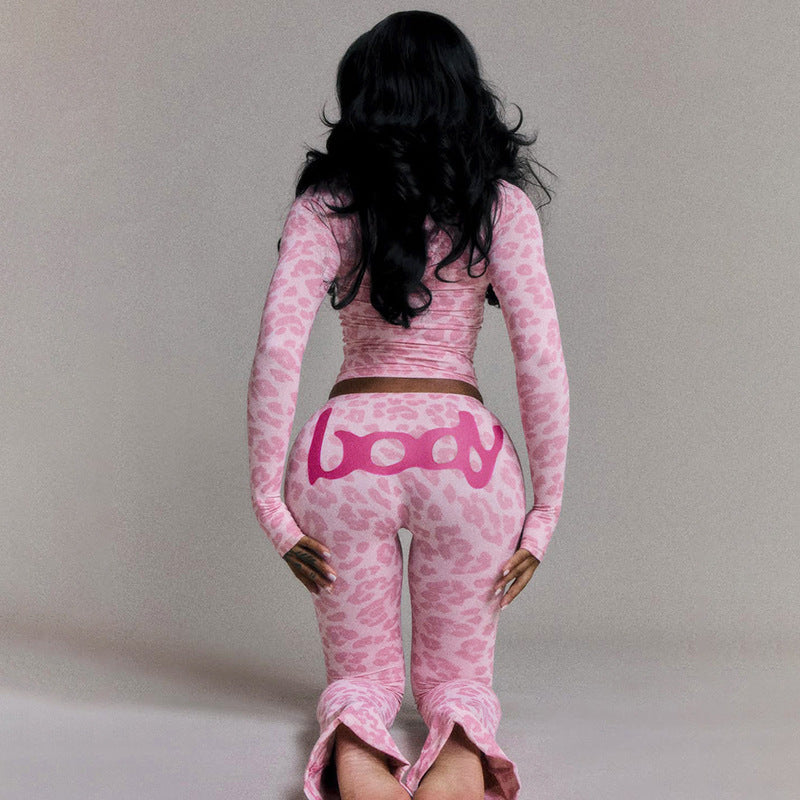 2025 Autumn Women's New Fashion Hooded Camouflage Print Long Sleeve Sports Trendy Slim Fit Long Pants Two-Piece Set