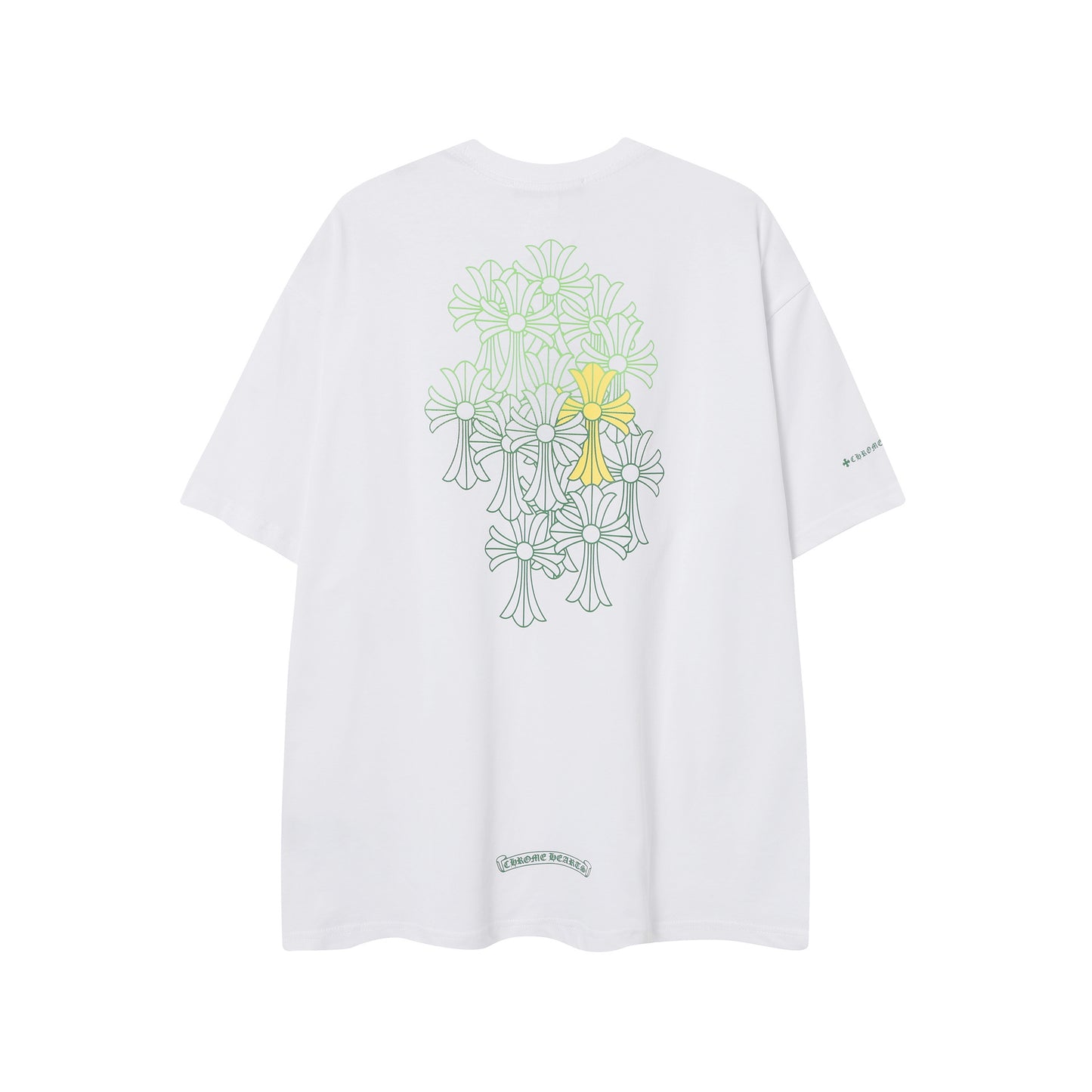 2025 New CHRM Heart Cross Sanskrit Patch Print Embroidery Loose Short Sleeve for Men and Women